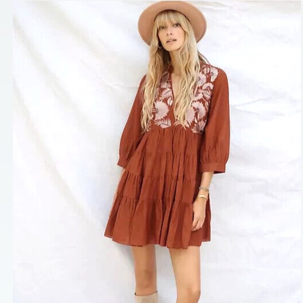 Anthropologie Samant Chauhan Embroidered Dress